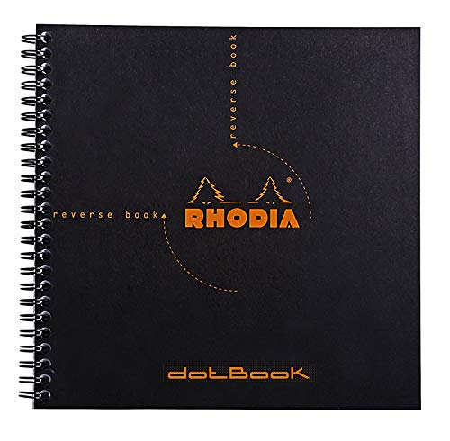 Rhodia Reverse Book & Dot Book - Dot Grid 80 sheets - 8 1/4 x 8 1/4 - Black Cover - color: Black, size: 8.25" x 8.25" Dot Grid