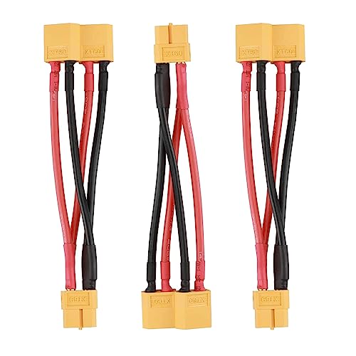 3pcs XT60 Plug Parallel Battery Connector Cable 2-Males to 1-Female Adapter Splitter Y-Harness for DJI Phantom RC Mode Helicopter Quadcopter