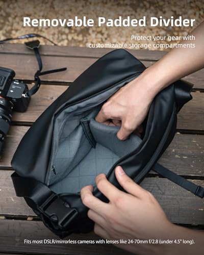 llano 6L Camera Sling Bag for Photographers, Small DSLR Shoulder Bag, Black - color: Black