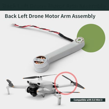 Back Left Drone Motor Arm Assembly Compatible with DJI Mini 3 Spare Parts Easy Installation Reinforced & Wear-Resistant