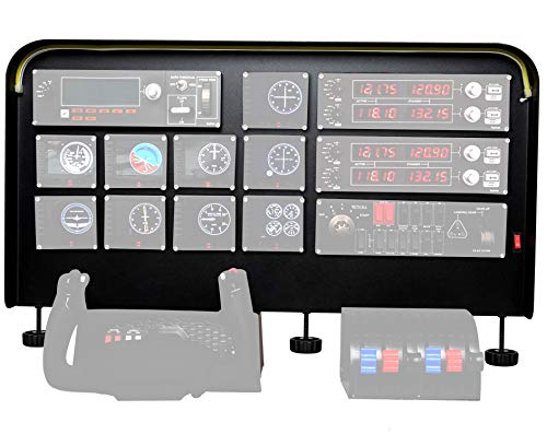 Meza - Cockpit Simulator Panel Kit, Pre-Cut Flight Sim Mounting Set Compatible with Logitech Yoke, Throttle Quadrants, Honeycomb Yoke and Logitech Flight Panels, LED Light Bar, 30 x 20 x 4 Inch