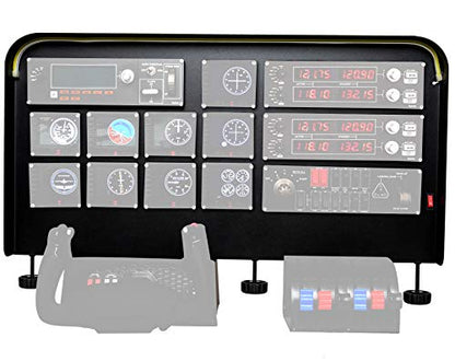 Meza - Cockpit Simulator Panel Kit, Pre-Cut Flight Sim Mounting Set Compatible with Logitech Yoke, Throttle Quadrants, Honeycomb Yoke and Logitech Flight Panels, LED Light Bar, 30 x 20 x 4 Inch