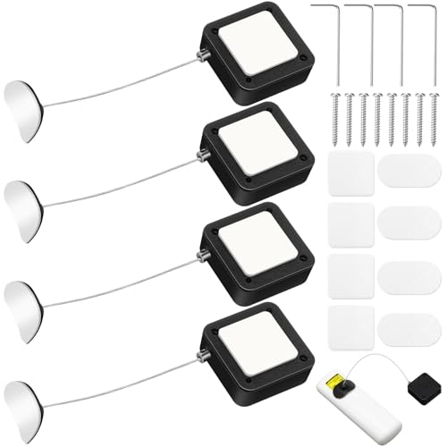 Mimorou 4 Pcs 6.5 ft Retractable Security Cable Lock with Double Sided Adhesive and Screws TV Remote Control Tether Cord Leash Anti Lost Rope Security Lanyard Lock for TV Tablets Showroom