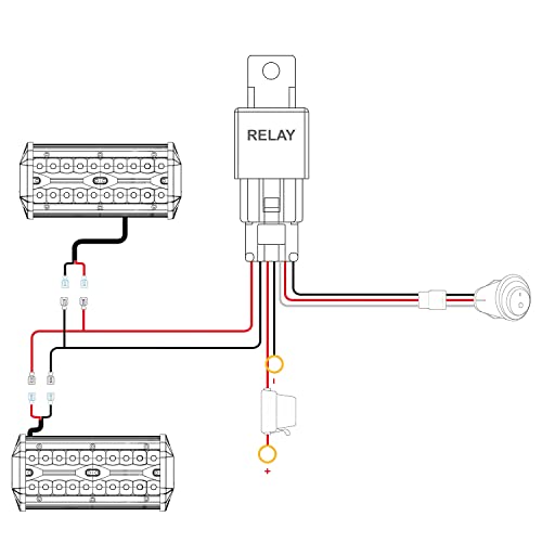 Nilight LED Lights 2PCS 6.5 Inch with Wiring Kit on Truck SUV, Red Shell - color: Red Shell with White Light