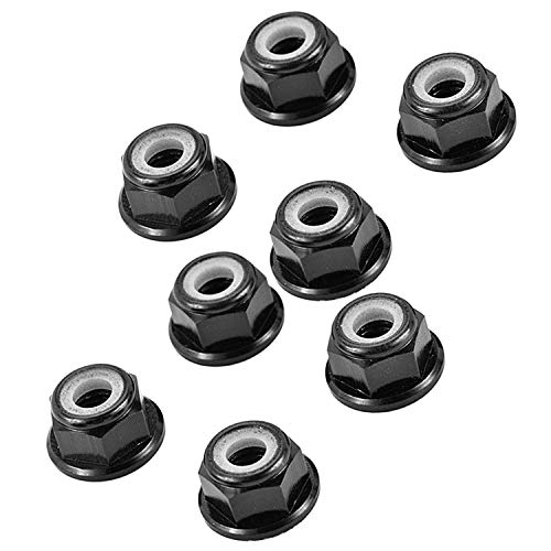 DGZZI M5 Aluminum Locknut 8PCS Black M5 Aluminum Nuts Flange Nylon Lock Nut for RC Drone FPV Parts - size: Black