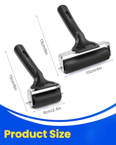 UCEC 2+7 Pack Brayer Roller for Printmaking – Durable Rubber Roller for Ink, Paint & Linocut Block Printing Kit – Includes 5 Soft 4" x 6" Linoleum Blocks and Lino Cutting Tools with 6 Blades Universal