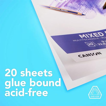 Canson Graduate Mixed Media Paper Pad, 9x12 in - color: White Paper, size: 9x12 inch
