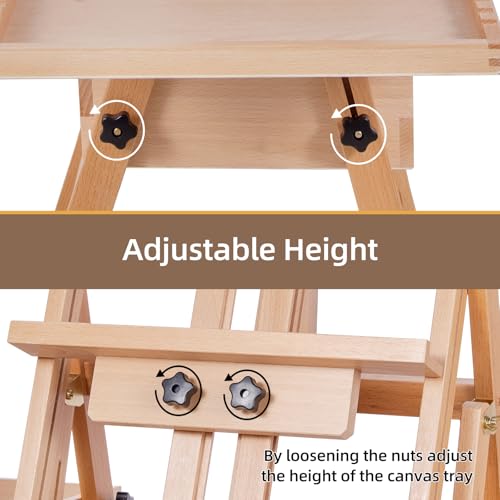 Horizontal Beechwood Studio Easel with Drawer and Palettes, Natural - style: Horizontal Natural