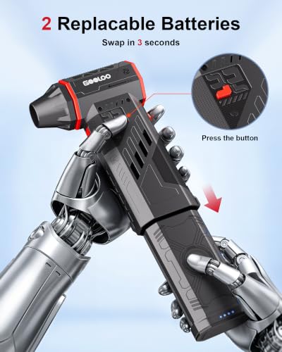 GOOLOO F5 Compressed Air Duster, 2 Swappable and Removable Batteries - size: Dual Batteries-F5