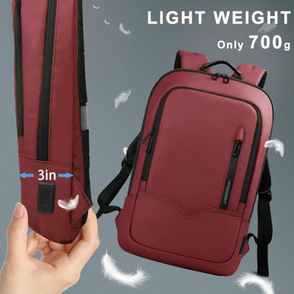 hk Backpack for Men Business Slim Laptop Bag - color: Red, size: 15.6 Inch