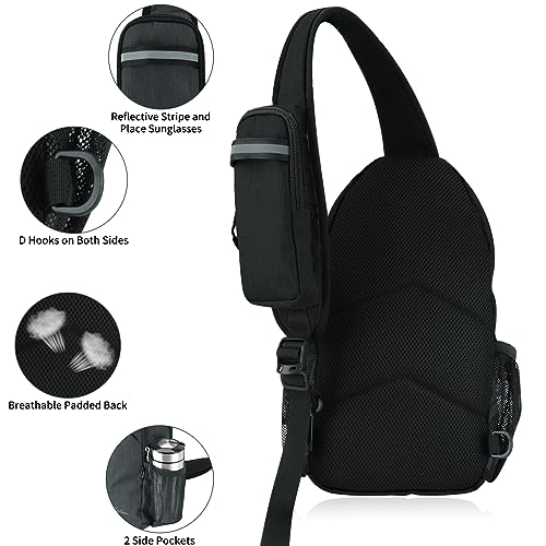 MAYLISACC Sling Bag Reversible Crossbody Chest Daypack Lightweight Hiking - color: Black-b