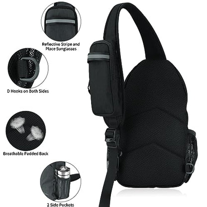 MAYLISACC Sling Bag Reversible Crossbody Chest Daypack Lightweight Hiking - color: Black-b