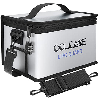 COLCASE Lipo Bag Fireproof Explosionproof for Lipo Battery Storage Charging - size: Large (11.0 x 8.0 x 6.5 inches)