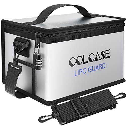 COLCASE Lipo Bag Fireproof Explosionproof for Lipo Battery Storage Charging - size: Large (11.0 x 8.0 x 6.5 inches)