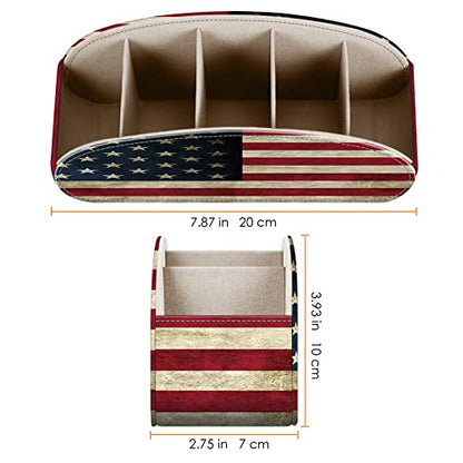 FINTIE Remote Control Holder with 11 Compartments Vegan Leather - color: US Flag