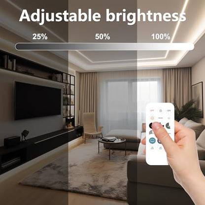 COB LED Strip Light 4000K, 24ft Dimmable Natural White LED Strip Light, CRI92+, DC24V Tape Light with RF Remote, Timer Function, Bluetooth App Control for Home Bedroom Kitchen DIY Lighting. - color: 4000K, size: 24FT
