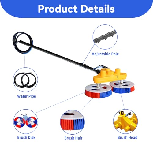 Solar Panel Cleaner - 18 FT Water Fed Pole Kit with Telescopic Pole, PV Double-Head Automatic Cleaning Brush, Lithium Battery and Power Converter - color: 18ft-double