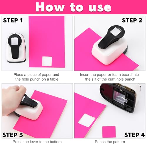 CHENGU 3 Pack Square Punch for Paper Craft, 1.5", 1", 0.6", Black and White - color: Black and White