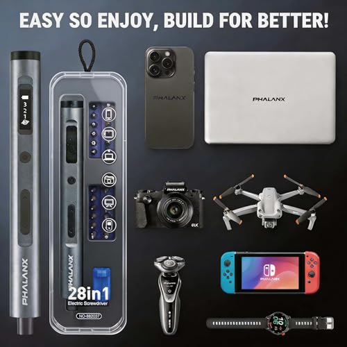 PHALANX 28-in-1 Electric Precision Screwdriver Repair Kit, Cordless, Grey - color: Grey-11