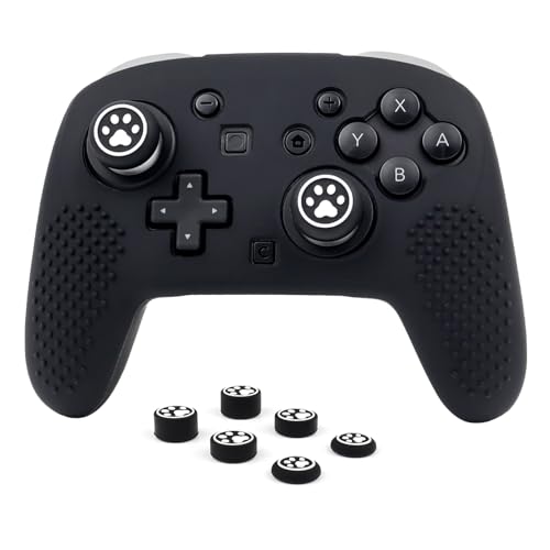 RALAN Controller Skin with 6 Thumb Grips for Switch 2 Pro Controller, Anti-Slip Silicone Controller Cover Protector Case - color: Black