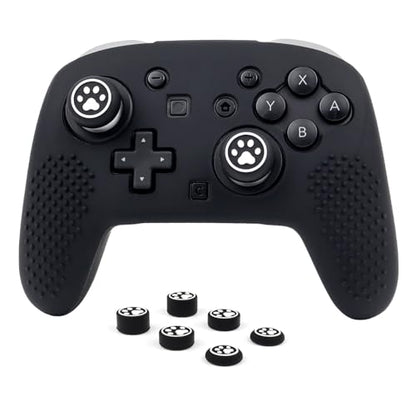 RALAN Controller Skin with 6 Thumb Grips for Switch 2 Pro Controller, Anti-Slip Silicone Controller Cover Protector Case - color: Black