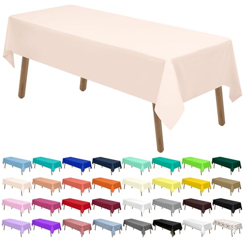 PARTY ULYJA Blush Pink Plastic Tablecloths 2 Pack 54 x 108 Inch Rectangular PEVA Vinyl Table Covers for Picnic Birthday Wedding Parties - color: F00 Blush Pink