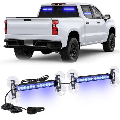 XRIDONSEN 2x 10.7 Inch Blue Emergency Lights Windshield Strobe Light Bar - color: Blue