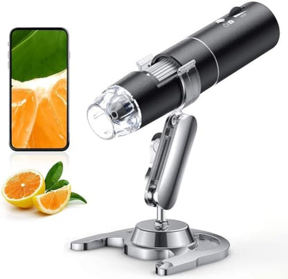 Wireless Digital Microscope, Skybasic 50X-1000X Magnification WiFi Portable Handheld Microscopes with Adjustable Stand HD USB Microscope Camera Compatible with iPhone Android iPad Windows Mac Computer - color: Black