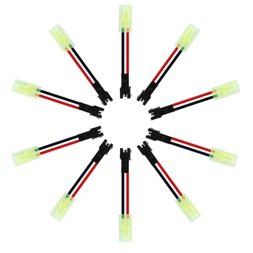 (Pack of 10) SM2P to Mini Tamiya Convert Connector Adapter with 16awg 5cm Silicone Wire for RC FPV Drone Car Battery Charger ESC