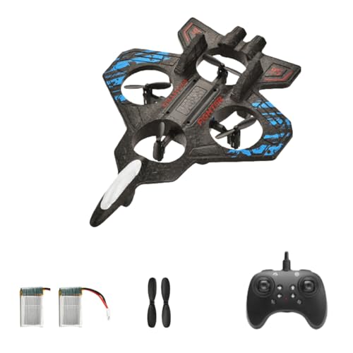 Foam RC Plane Drone for Kids, Remote Control Airplane Fighter Jet with LED Light, Auto Hover, 360°Flip, 2 Batteries (16 Mins Flight), Easy to Fly for Beginners