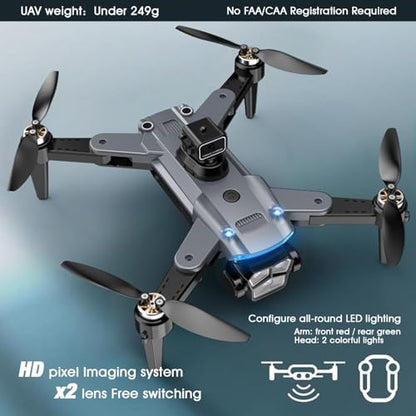 4K Drone with Camera for Adults, Foldable Quadcopter with 4.3" Screen Remote Controller, Brushless Motor,Obstacle Avoidance,Under 249g，One-Key Takeoff & Auto Follow,2Batteries,Portable HD Drone
