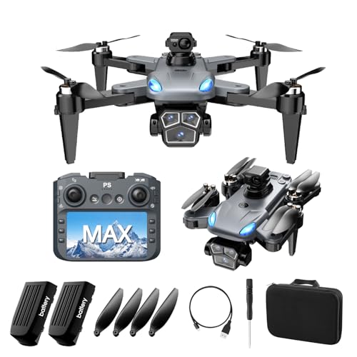 4K Drone with Camera for Adults, Foldable quadcopter drone with 4.3-inch screen remote controller,Automatic obstacle avoidance,One-Key Takeoff & Auto Follow,Under 249g，Brushless Motor FPV Drone (black)