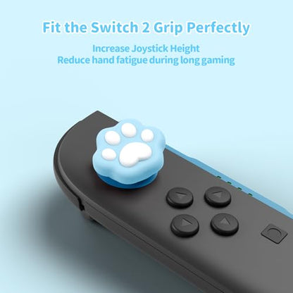 GeekShare Silicone Cross D-Pad Button Caps Set Joystick Cover, Cat Paw ABXY Key Button Thumb Grips Compatible with Switch 2 Game Console - Blue - color: Blue Cat