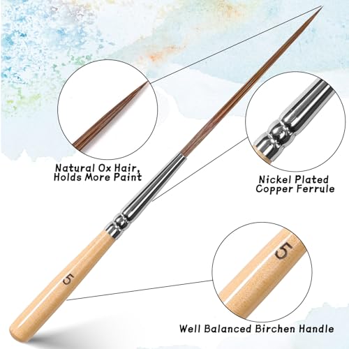 5-Piece Ox Ear Hair Long Liner Brush Set - Brown - color: Brown