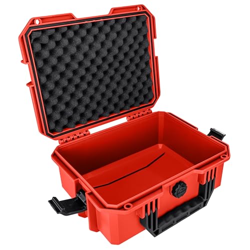 Eylar 13.8" Intact Series Compact Hard Camera Case, Lightweight and Durable Stacker Design with Foam - color: Red