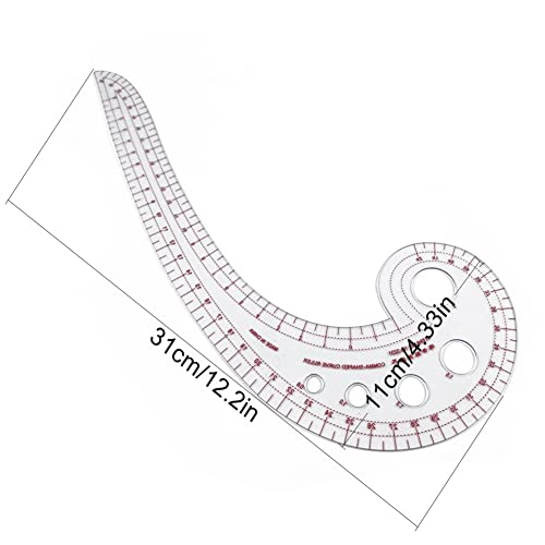 DIY Sewing Ruler, 2PCS/Set Comma-Shaped Curve Ruler, French Curve Ruler for Pattern Making, Drafting Clothes Sleeves for Beginner Tailor Designers Teaching