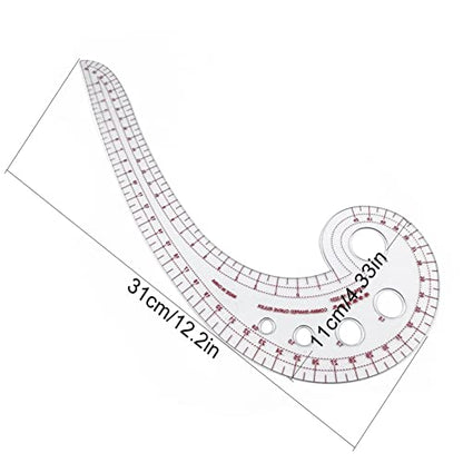 DIY Sewing Ruler, 2PCS/Set Comma-Shaped Curve Ruler, French Curve Ruler for Pattern Making, Drafting Clothes Sleeves for Beginner Tailor Designers Teaching