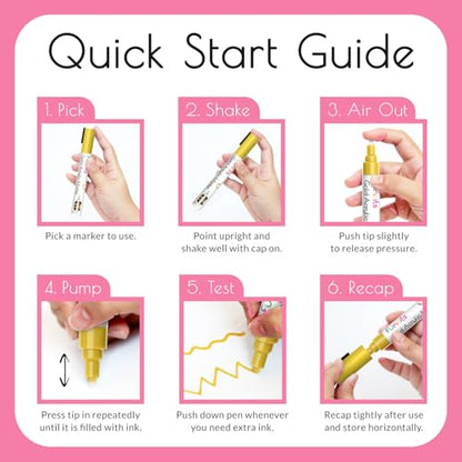 5 Acrylic Metallic Pink Paint Pen Markers for Rocks, Canvas, Wood - color: Metallic Pink