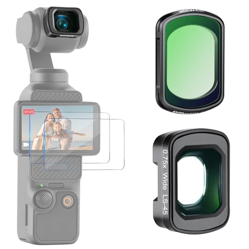 NEEWER Black Diffusion 1/4 Filter for Mist Cinematic Effect with 108° FOV Wide Angle Lens & Screen Protector Compatible with DJI Osmo Pocket 3 / Pocket 4 / Xtra Muse, FL-B33 - style: 1/4 Black diffusion&0.75X Wide Angle Lens