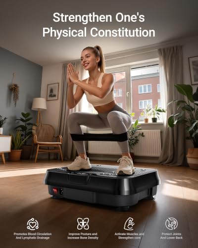 Vibration Plate Exercise Machine Vibrate Platform Full Body Skaking Fitness - color: Black