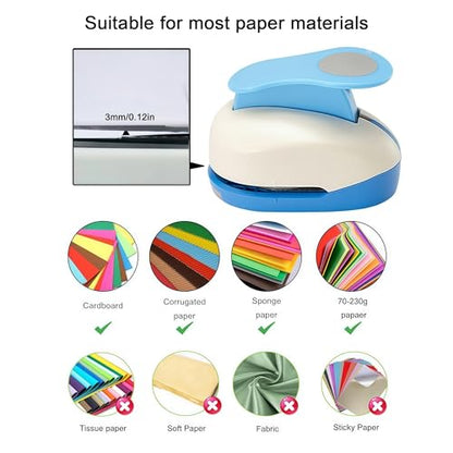 1.5 Inch Circle Punch, 38mm Circular Cutter Tool, Paper Craft Lever Punches, Blue, Modern Functional - color: Circle-1.5