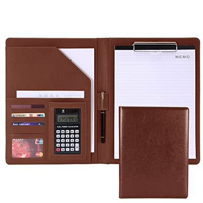 Handsome Padfolio/Resume Portfolio Folder,Interview/Conference Document Organizer & Business Card Holder,A4 Binder Portfolio & Office Conference Notepad clipboard Folder, Brown - color: Brown