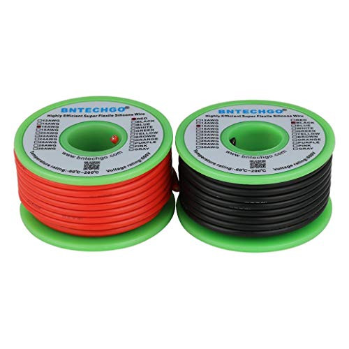 BNTECHGO 16 AWG Silicone Wire Red Black 25ft Stranded Tinned Copper Wire - size: 16 Gauge, 25ft per color
