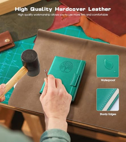 Biuwory A6 Leather Pocket Notebook, 140 Lined Pages Hardcover Small Journal - color: Blue, size: Lined-140 Pages (3.7"×5.7")