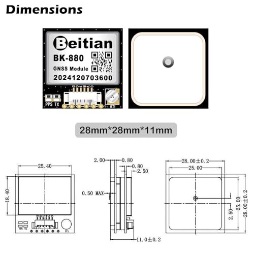BK-880 Beitian GPS Module with QMC5883 Compass+GPS Active Antenna TTL Level GPS Car Navigation Quad-Mode Support GPS Glonass Beidou Galileo for Arduino Raspberry Pi Flight Controller