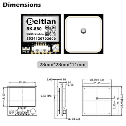 BK-880 Beitian GPS Module with QMC5883 Compass+GPS Active Antenna TTL Level GPS Car Navigation Quad-Mode Support GPS Glonass Beidou Galileo for Arduino Raspberry Pi Flight Controller
