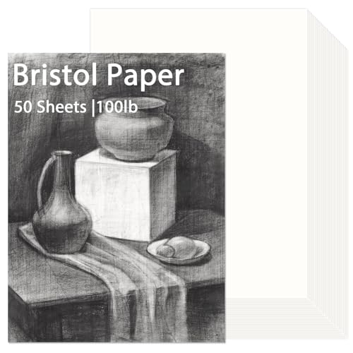 gisgfim 50 Sheets Bristol Paper Smooth 9×12 inches 100lb/270g - size: 9×12