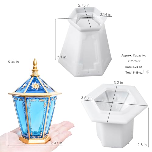 Jar Resin Molds, Retro Hexagonal Jar Silicone Mold with Lid for Epoxy Resin