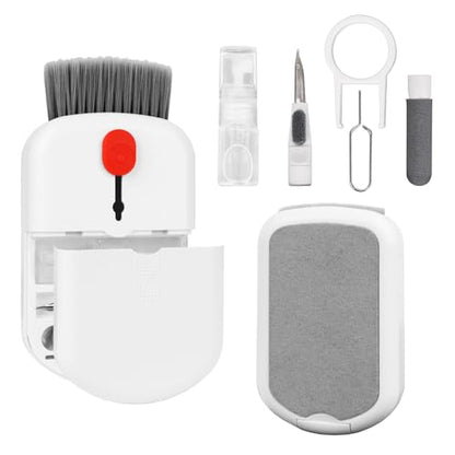 ZUFECY 6-in-1 Keyboard Cleaning Kit, White Keyboard Brush & Microfiber Pad, Multi-Tool for Electronics, Office & Gaming Setups