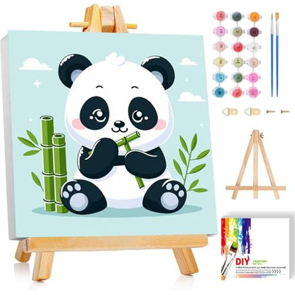 Gemozaic Panda Paint by Numbers Kit for Kids Ages 4-12 with Frame & Easel - color: BKH1889